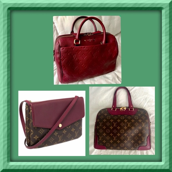 👑✅PRICE FIRM✅ 3 Bundle AUTHENTIC Louis Vuitton Burgundy Brown Monogram Handbags - Picture 1 of 16